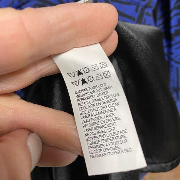 Lucky Brand Royal & Black Print V-Neck Drawstring Waist Long Sleeve Dress - Picture 6 of 7